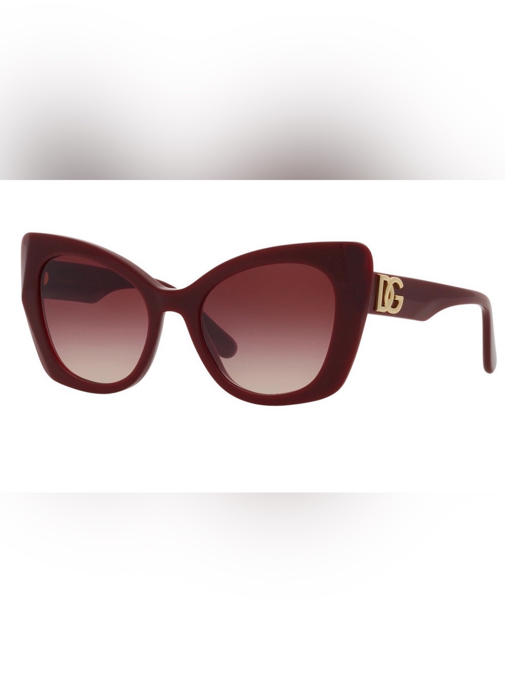 Dolce & Gabbana Burgundy Cat-Eye Sunglasses with Gold DG Accents